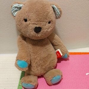 Plush Tan and Blue Stuffed Animal Bear